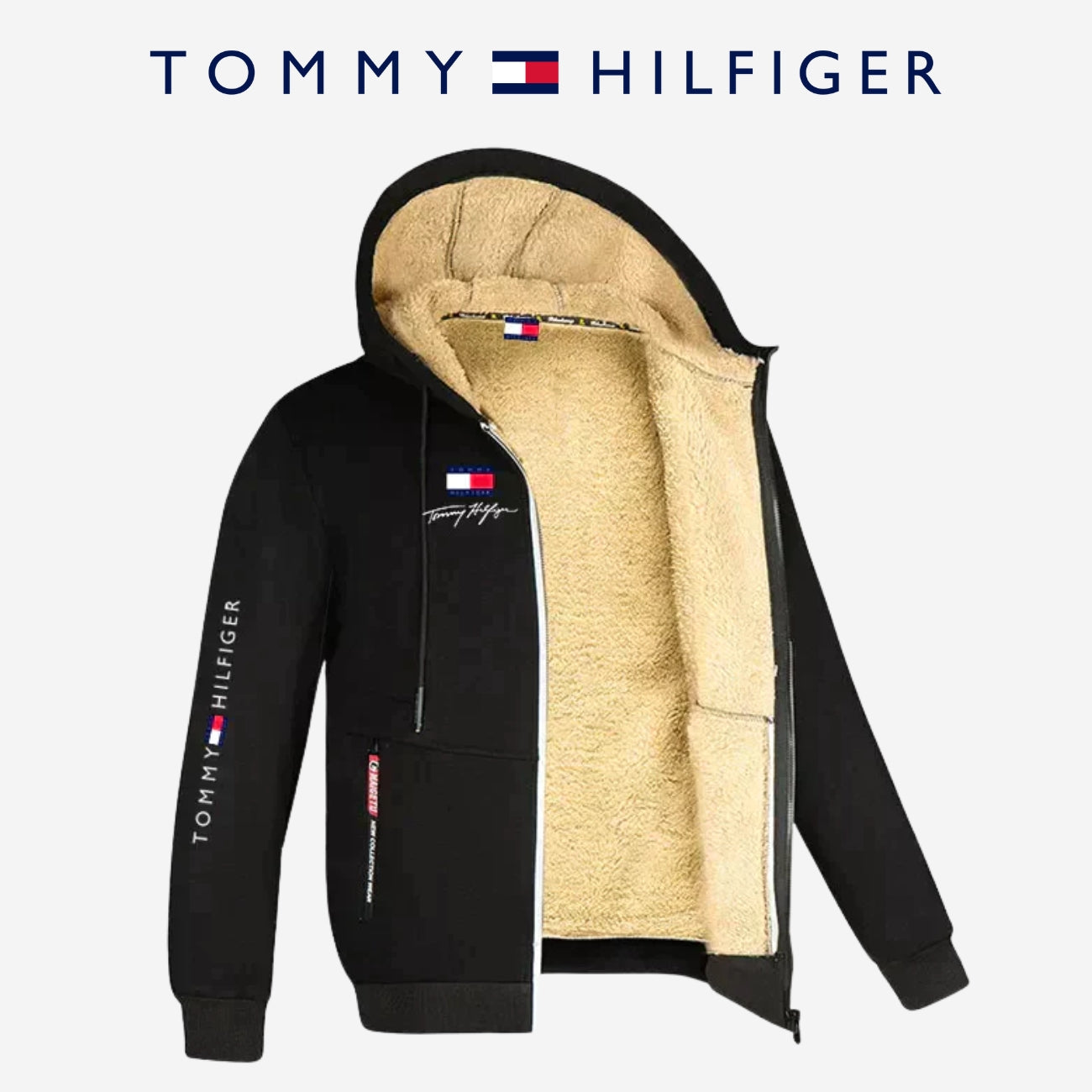 Sherpa-gefütterter Hoodie mit Reißverschluss | Lagerverkauf